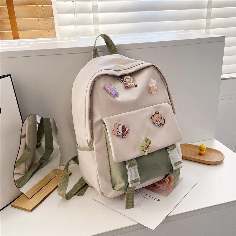Backpack Women Cartoon Bag Summer Small Canvas Shoulder Bag Traveling Rucksack