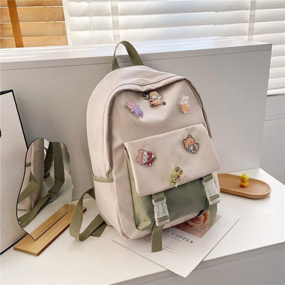 Backpack Women Cartoon Bag Summer Small Canvas Shoulder Bag Traveling Rucksack