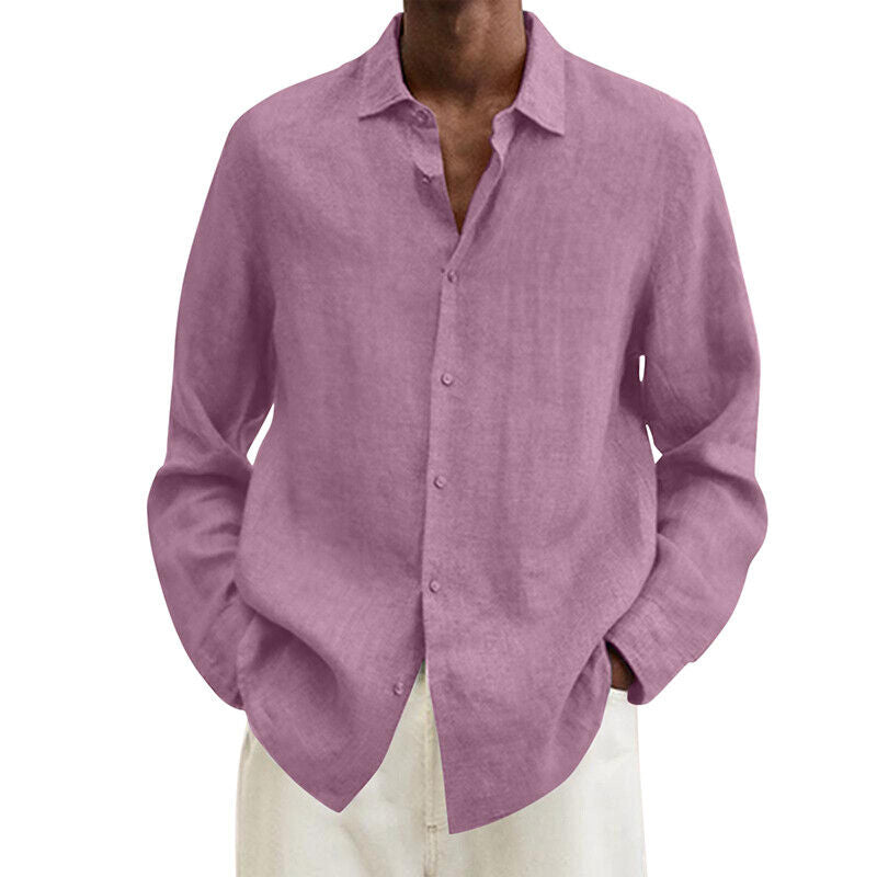 Blouse Shirt Long Sleeve Tops T Shirt Baggy Long Sleeve Linen Cotton Men