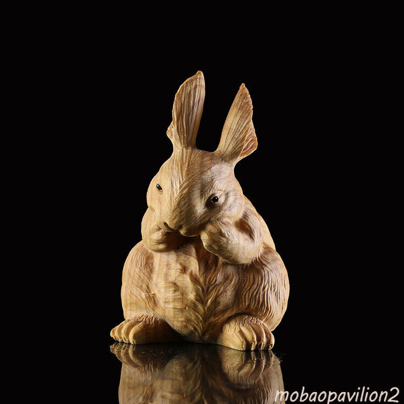 7*4.5*5 CM Carved Boxwood Carving Figurine - Lovely Rabbit