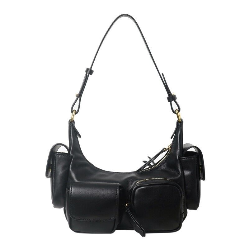 Small Real Leather Shoulder Bag Purse Handbag Hobo Crossbody w/ Lots of Pockets