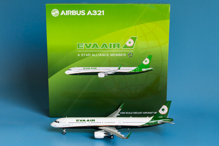 1:200 JC Wings EVA AIR AIRBUS A321 Passenger Airplane Diecast Aircraft Model