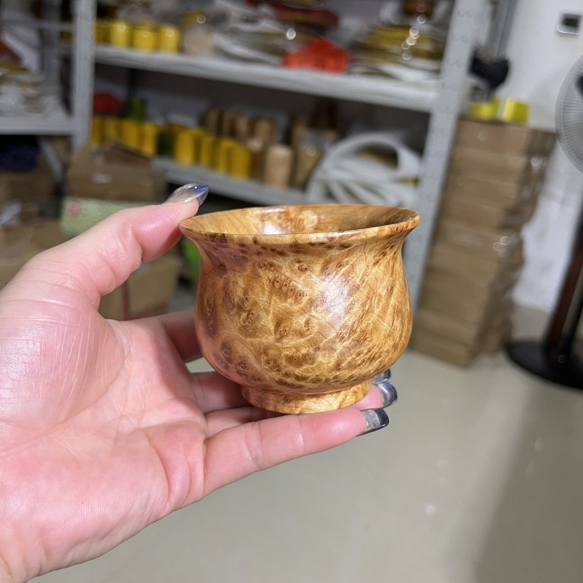 Natural Fir Burl Wood Bowl Chinese Home Tea Cup Heat Resistant Tableware