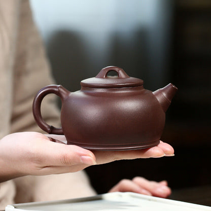 Full Handmade Carved Tea Pot Figurine Real Yixing Zisha Purple Grit Clay Pot New