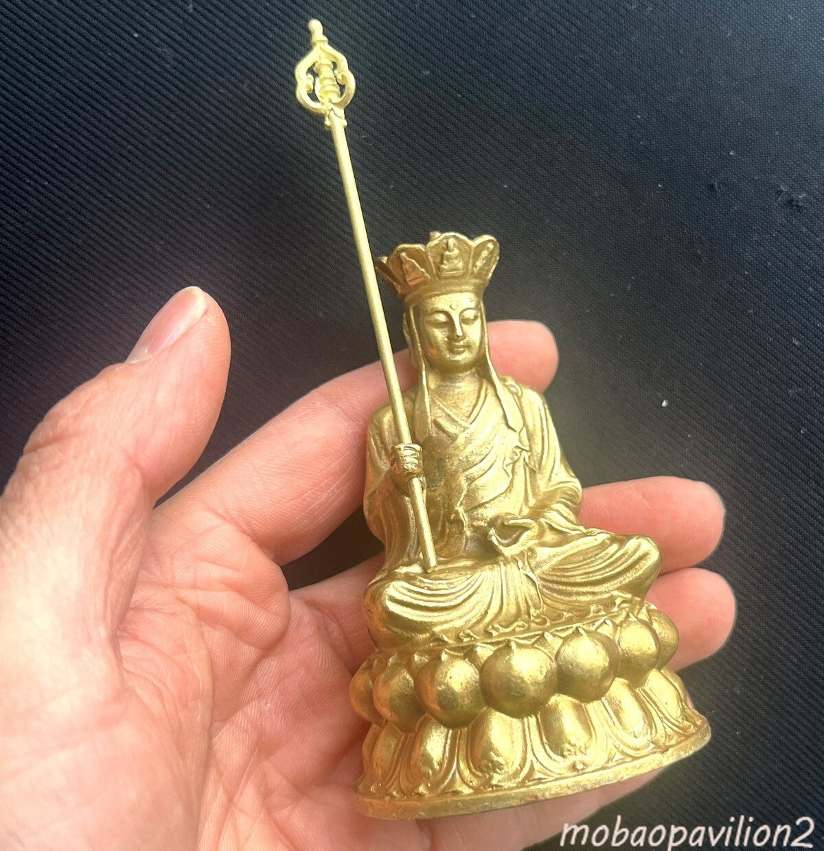 Brass Ksitigarbha Bodhisattva Statue Buddhist Altar Figurine Home Shrine Decor