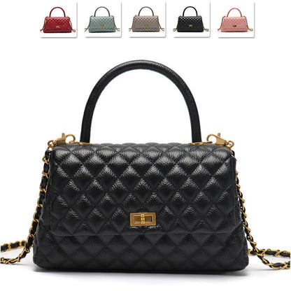 20/26/28 Quilted Real Leather Flap Purse Tote Shoulder Bag Handbag w/ Chains
