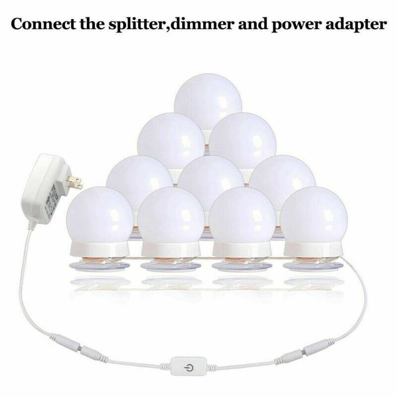 New Hollywood Style LED Vanity Mirror Lights Kit with 10 Dimmable Light Bulbs