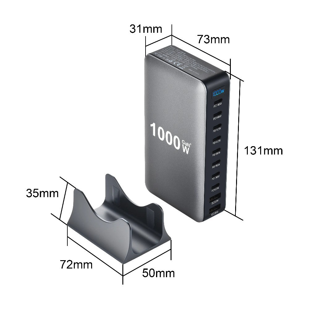 1000W Desktop Multi-Port USB C Charger, 140W PD Fast Charging for iPhone&Laptops