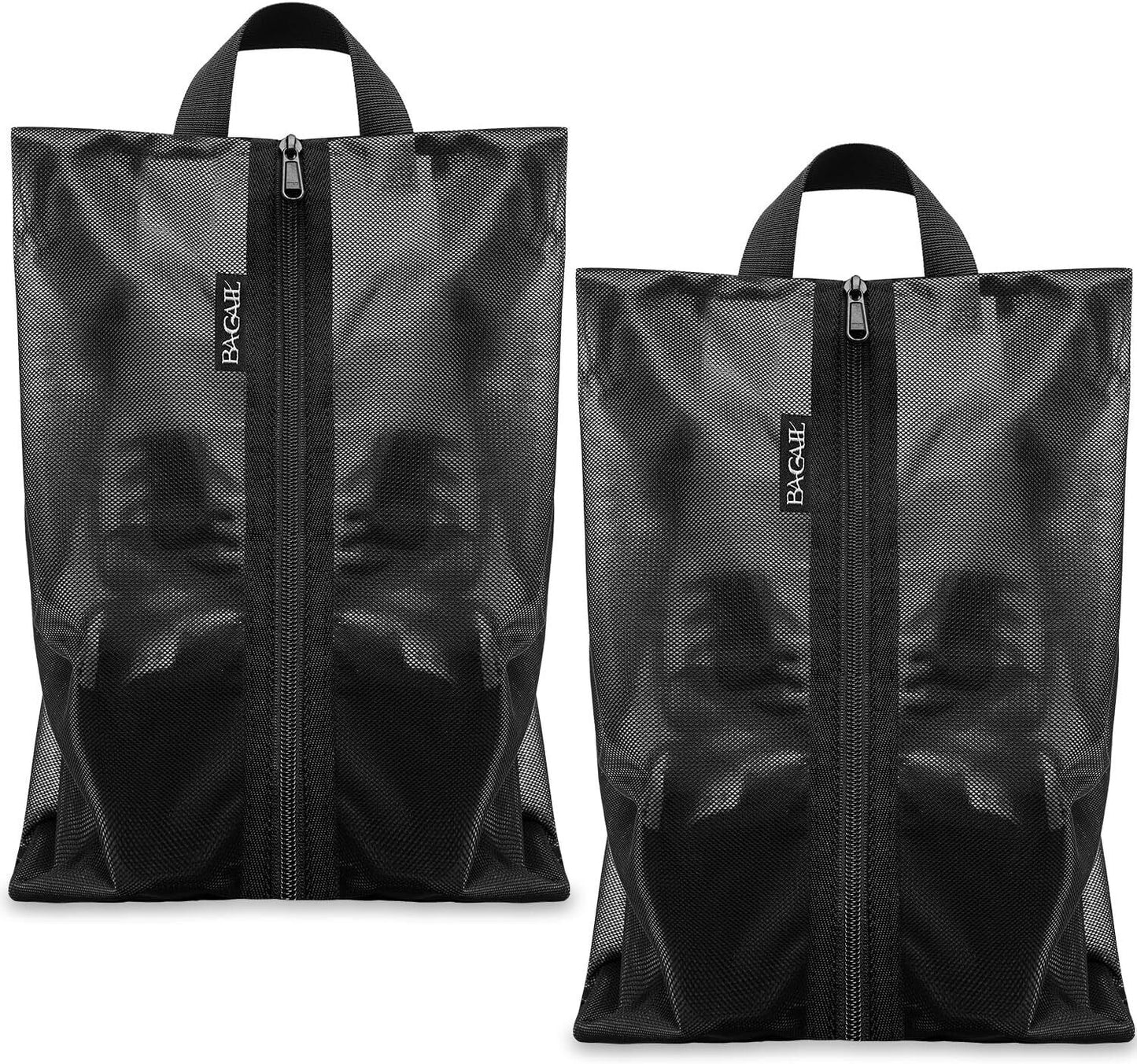 Bagail Shoe Bags for Travel,Set of 2 Large 17"x10"x5", Classic Black 2pcs
