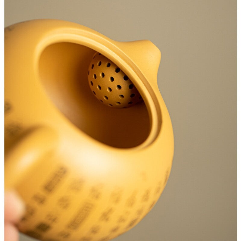 One Pot + Two Cup Handmade Xishi Pot Marked Matching Tea Cup Pot Zisha Duan Clay