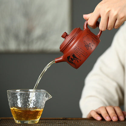 5.1" Chinese Yixing Zisha Pottery Clovershrub Clay 230ML 7 Hole Five Ox Teapot
