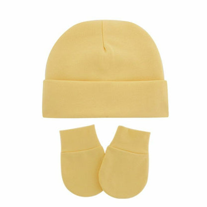 Hats Gloves 3pcs/Lot Solid Childrens Cotton Baby Winter Warm Cap Toddler Beanie