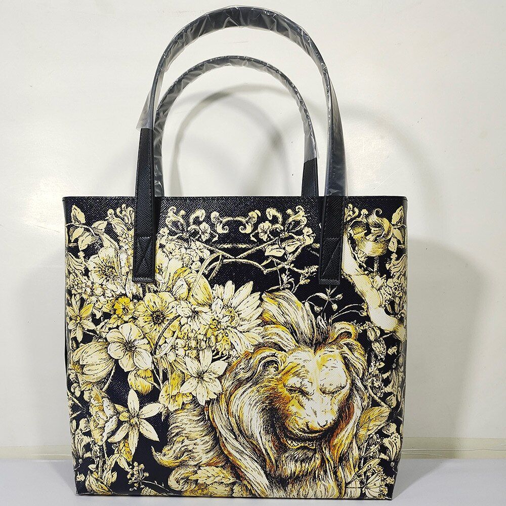 Floral Traveling Shoulder Bag Textured Leather Shopper Large Bag Women Handbags