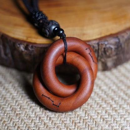 Thunderstruck Jujube Wood Qiankun Circle Pendant Hand-Carved No Splice Amulet