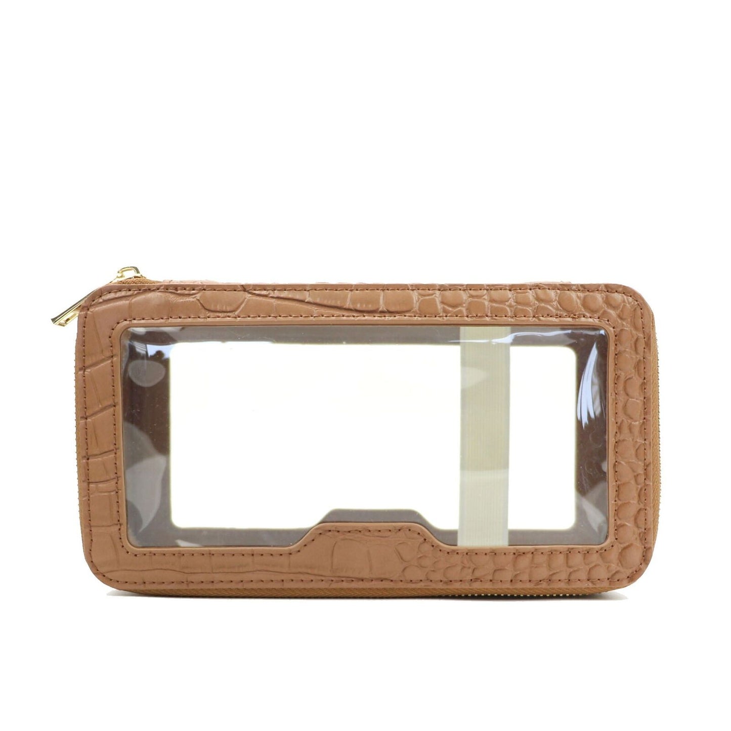 Leather Travel Cosmetic Bag Waterproof Makeup Storage Bag Clear 21.5*8*11.5 CM