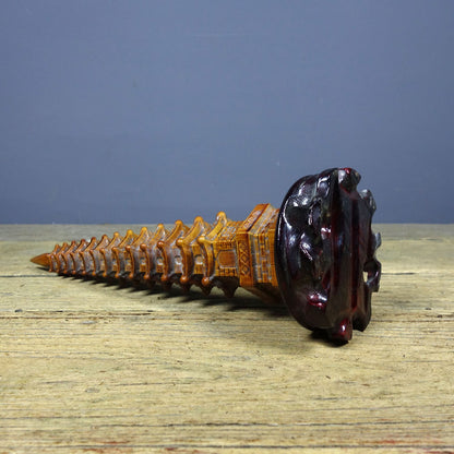 Vintage Rosewood Wenchang Pagoda, Hand-Carved, Red Sandalwood Base, 28cm
