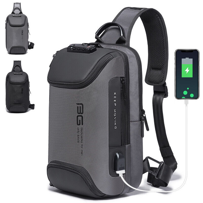 TSA Lock Charging Port Water Resistant Chest Pack Sling Bag One Strap Backpack