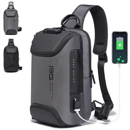 TSA Lock Charging Port Water Resistant Chest Pack Sling Bag One Strap Backpack
