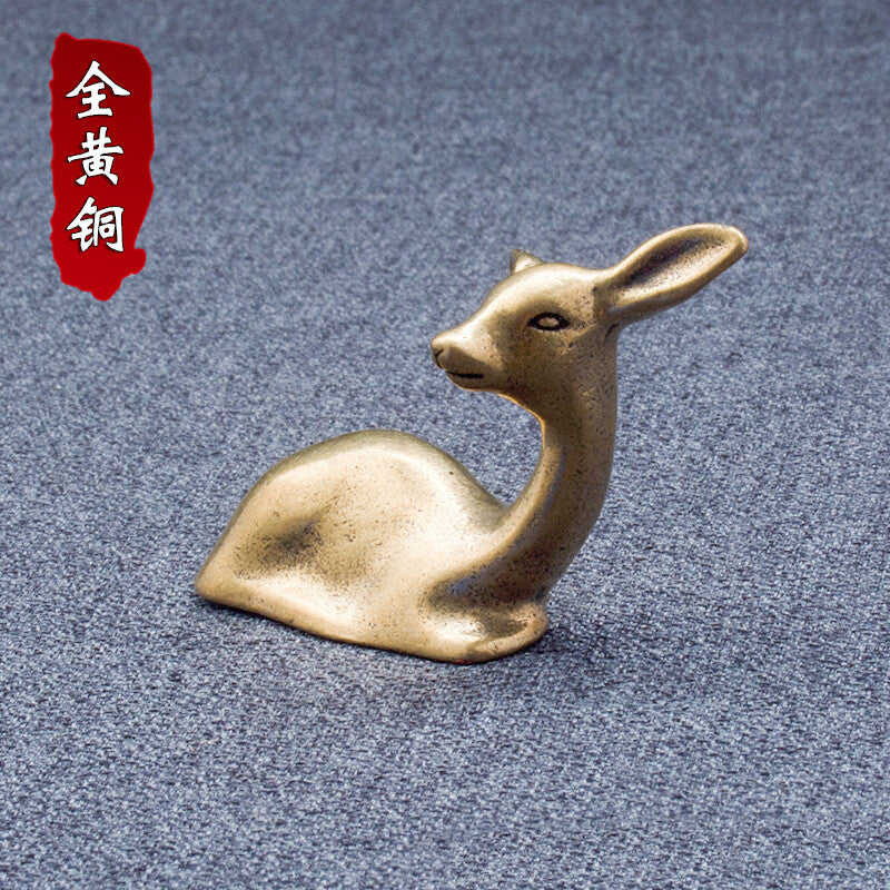 Chinese Style Antique Copper Tea Pet Bronze Deer Retro Copper Mini Bronze Ware