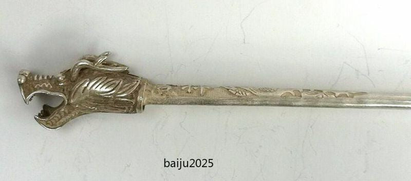 Collection Old Chinese Tibet Silver Hand-Made Dragon Hairpin Hair Decoration