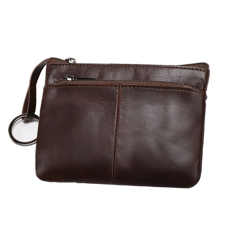 Genuine Leather Wallet Zipper Pouch Short Small Money Bag Coin Purse Card Holder