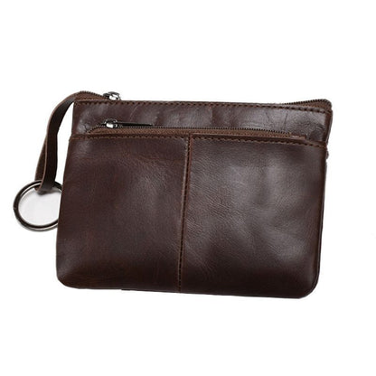 Genuine Leather Wallet Zipper Pouch Short Small Money Bag Coin Purse Card Holder