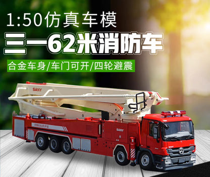 1:50 SANY 62M Water Tower Fire Truck Recue Vehicles Diecast Model Collection