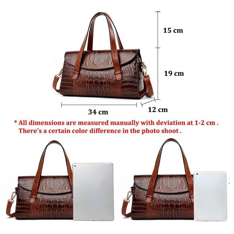 Synthetic Leather Handbag Vintage Tote Shoulder Bag Crossbody Purse 34*12*19 CM