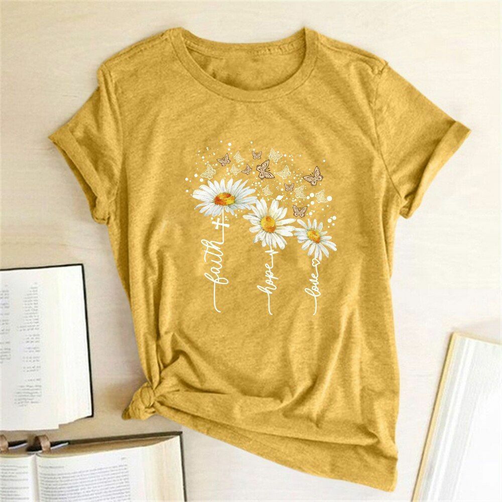 Women T-shirt Print Short Sleeve Casual Tee Short Regular Broadcloth Cotton XXL