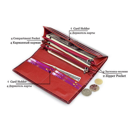 Wallet Large Genuine Leather Purse Functional Card Holder Cowhide Purses Clutch