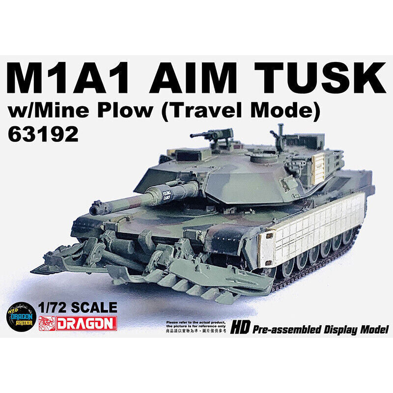 Dragon 1/72 U.S. M1A1 AIM TUSK Main Battle Minesweeper Tank 63192 Model Toys