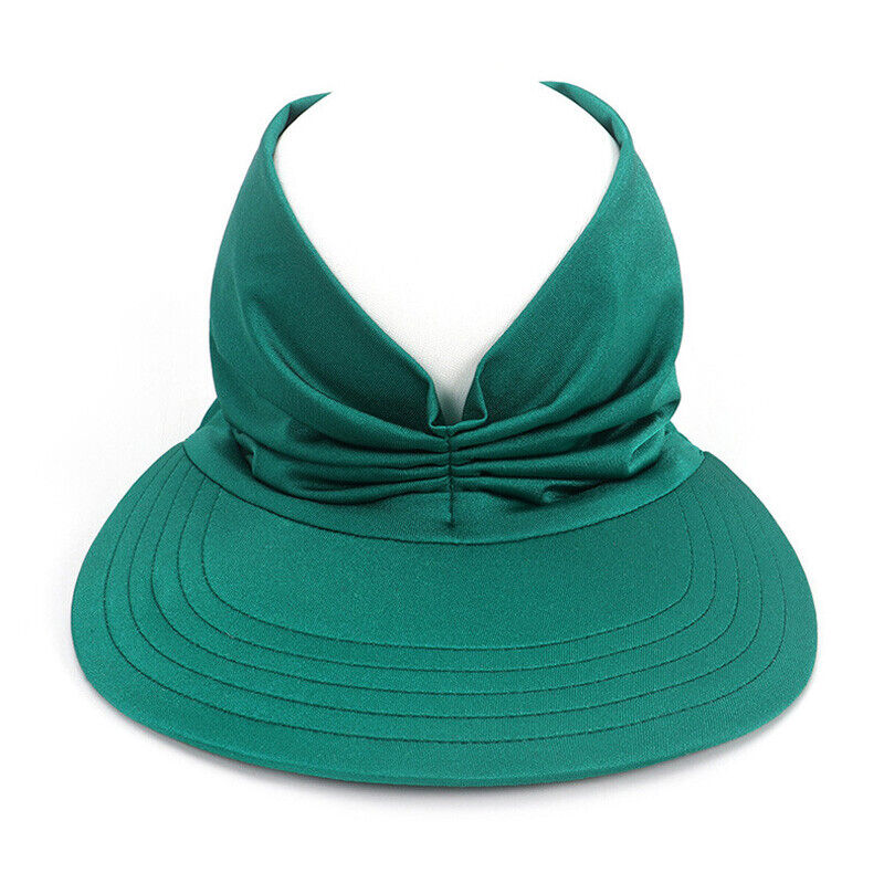 Women Turban Sun Visor Hat Cap Sports Wide Brim Stretchable Golf Hijab Ponytail