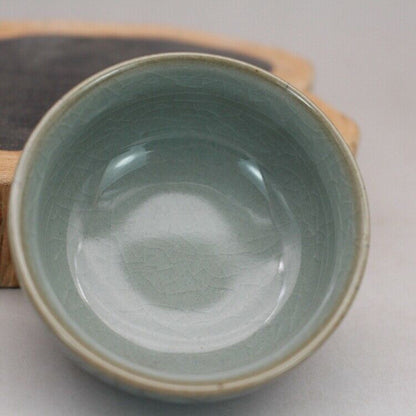 2.55 Inches Old Cracked Porcelain Song Guan Kiln Celadon Glaze Cup Tea Set