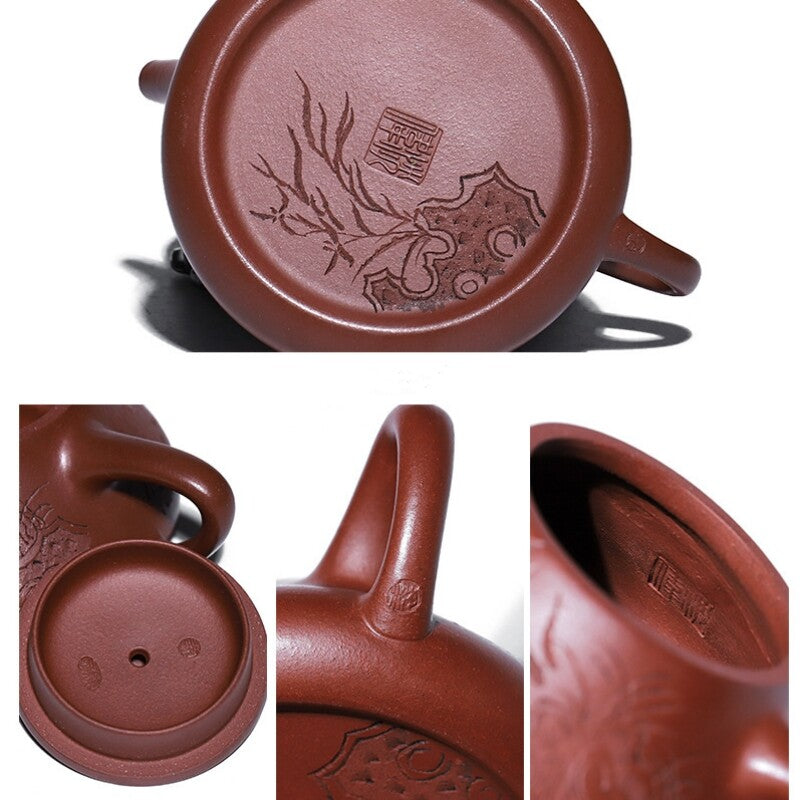 Full Handmade Tea Pot Bamboo Carved Marked Pot Real Yixing Zisha Dahongpao Clay