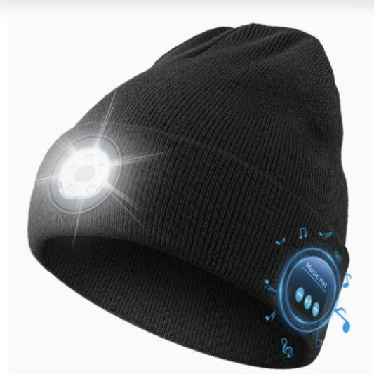 Wireless Bluetooth headphones led warning light night running lighting cap