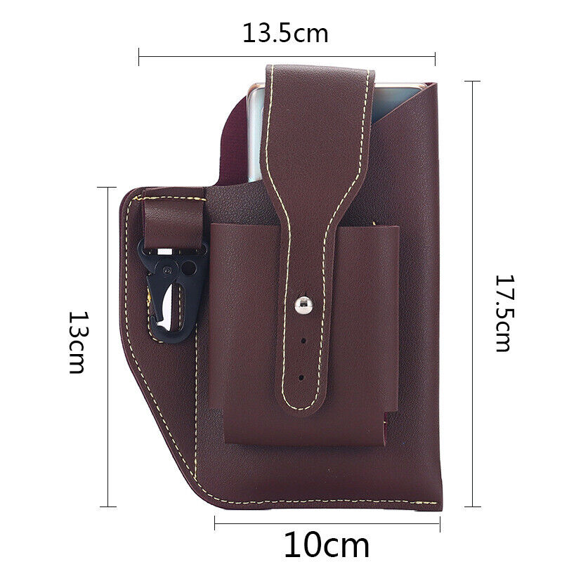 Men's Retro PU Leather Waist Bag Outdoor Belt Hanging Mobile Phone Key Bag Case