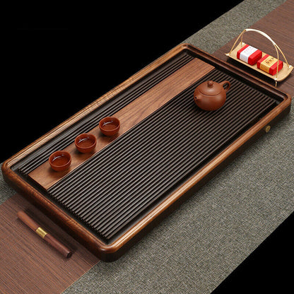 Bakelite Tea Tray Solid Wood Reservoir Tea Table Chinese Character Relief Large