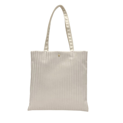 PU Leather Underarm Shoulder Bag Tote Bag Solid Color Striped Bucket Bag*