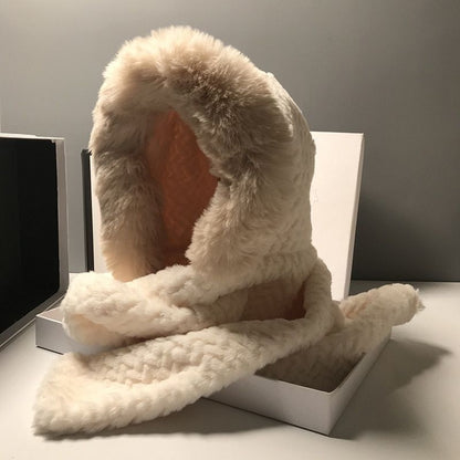 Women Scarves Winter Warm Thickened Pullover Caps Imitation Rabbit Fur Plush Hat
