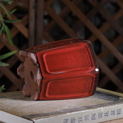 Ceramic Colorful Glazed Round Hexagon Bonsai Pot Tradition Chinese Decoration