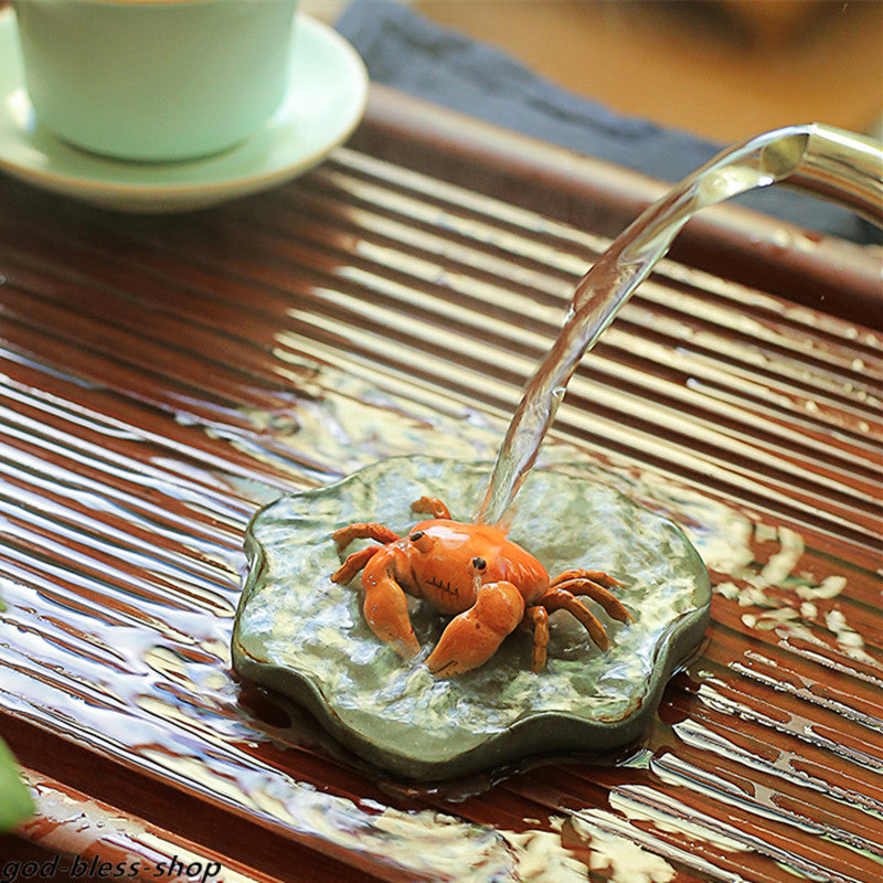 Creative Zisha Tea Pet Color Change Crab On Lotus Yixing Purple Clay Tea Play