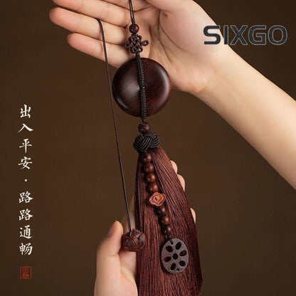 Rosewood Car Charm Buddhist Amulet Car Decor Hanging Ornament