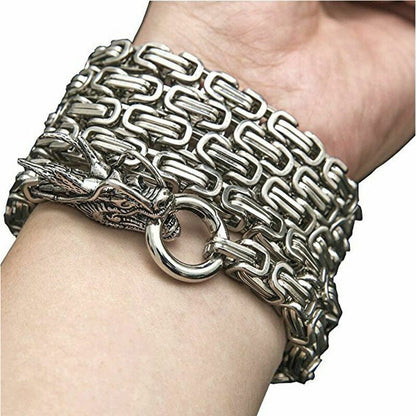 Men Stainless Steel Bracelet Self-defense Survival Dragon Necklace Chain