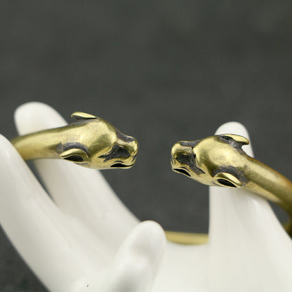 chinese bronze hand carved leopard statue bracelet