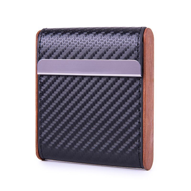 Cigarette Cases Solid Wood Leather Cigar Tobacco Holders Pocket Storage 9x10x2cm