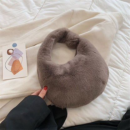 Fur Women's Bag Warm Plush Wrist Bags Women Handle Clutch Cute Ladies