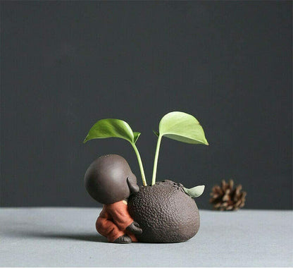 Creative Little Monk Tea Pet Ornaments Tray Accessories Mini Hydroponic Vase