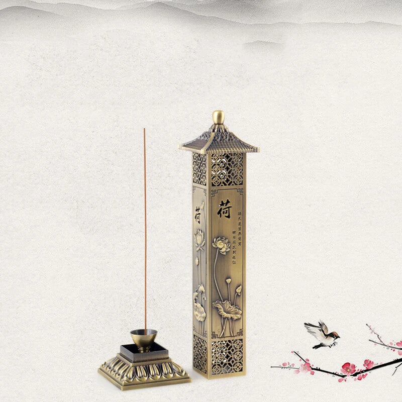 Lotus Zen Chinese Style Incense Column Incense Burner HomeTea Room Study Zen