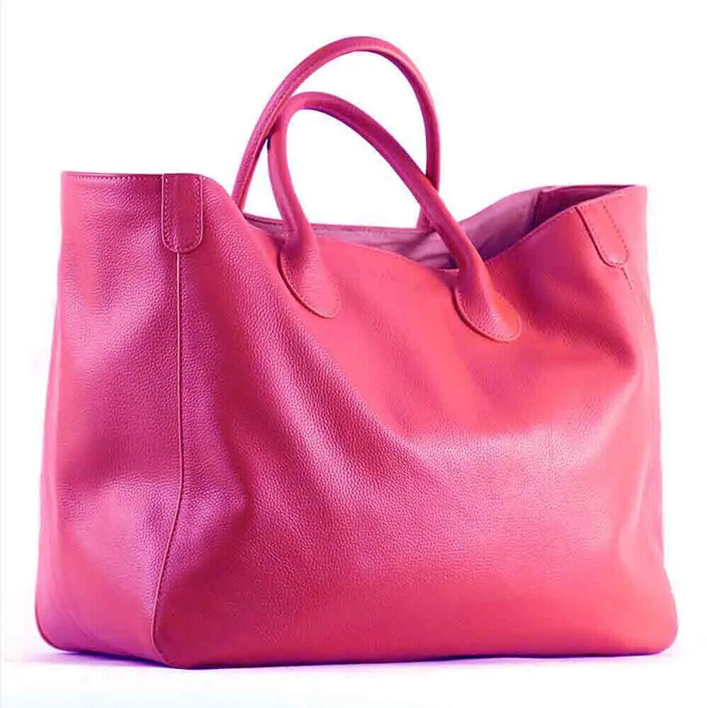 41cm Big Women Tote Bag 100% Top Cow Hide Leather Handbag Lady Travel Bag