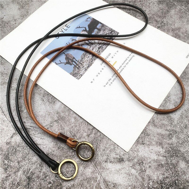 Mobile Phone Straps Cowhide Lanyards Key Leather Card Badge Neck Sling Band 50cm